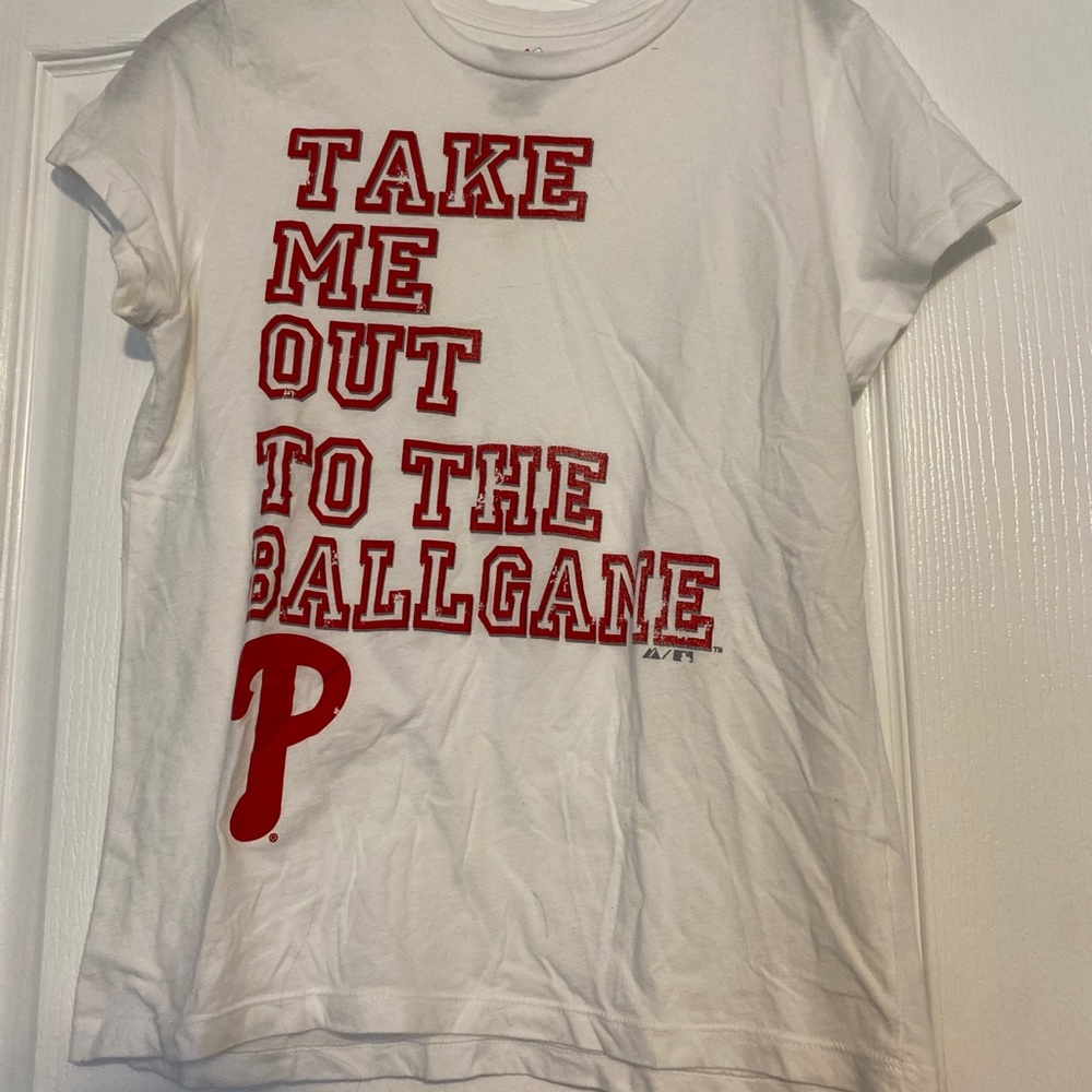 Philadelphia Phillies Take Me Out to the Ballgame Majestic Womens Medium T-Shirt